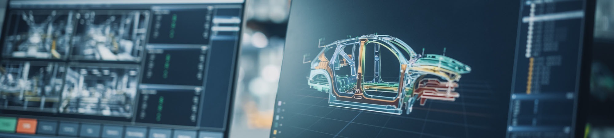 Car body CAD image on a computer screen