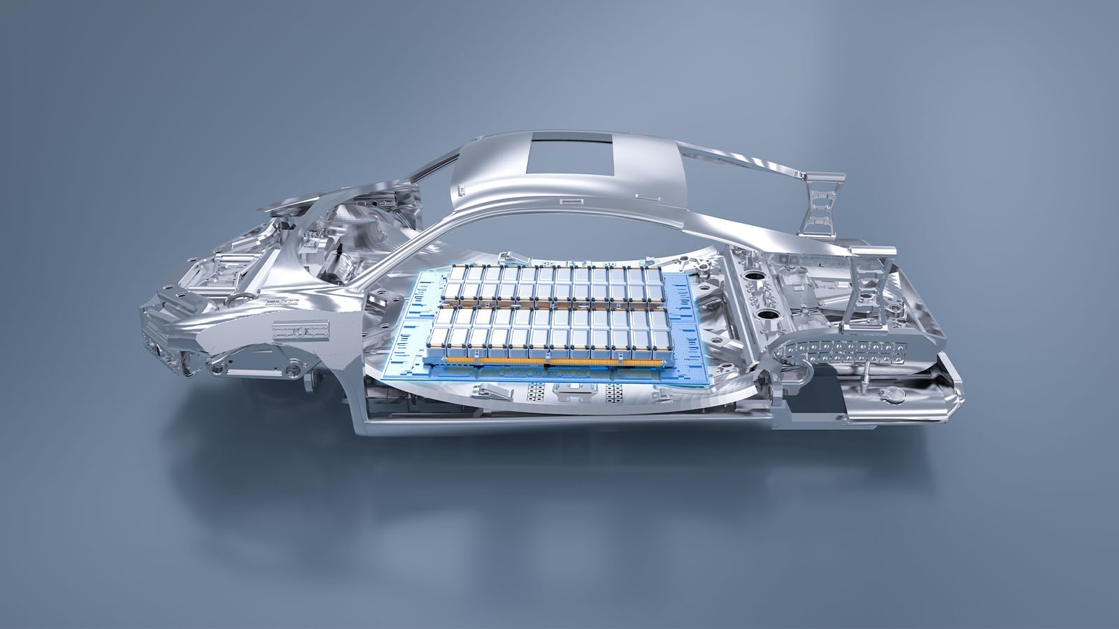 Car body structure with batteries in floor