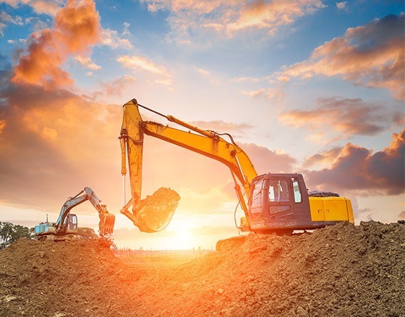 Digger on a building site
