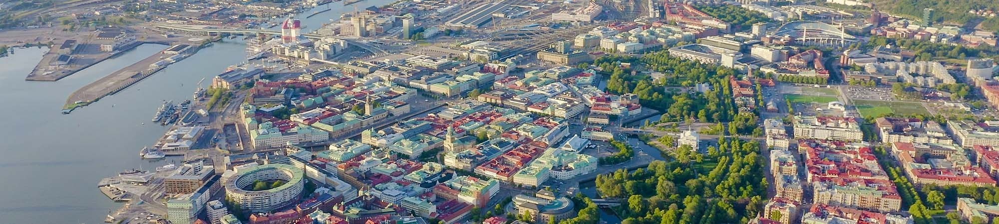 Aerial shot of Gothenburg city in Sweden